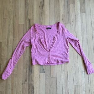 Womens Michael Lauren pink long sleeve top, size medium